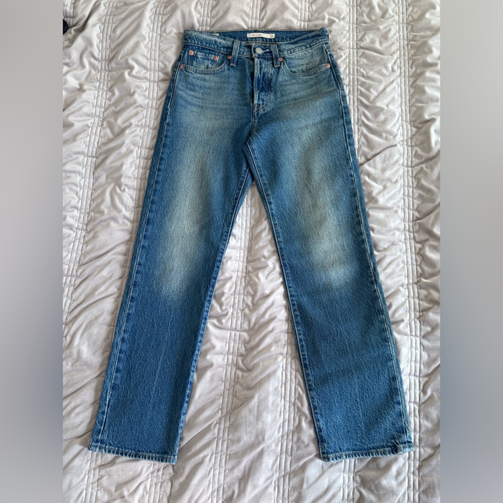 Levi's Blue wedgie Straight Leg Jeans dirty wash outer point 25x28